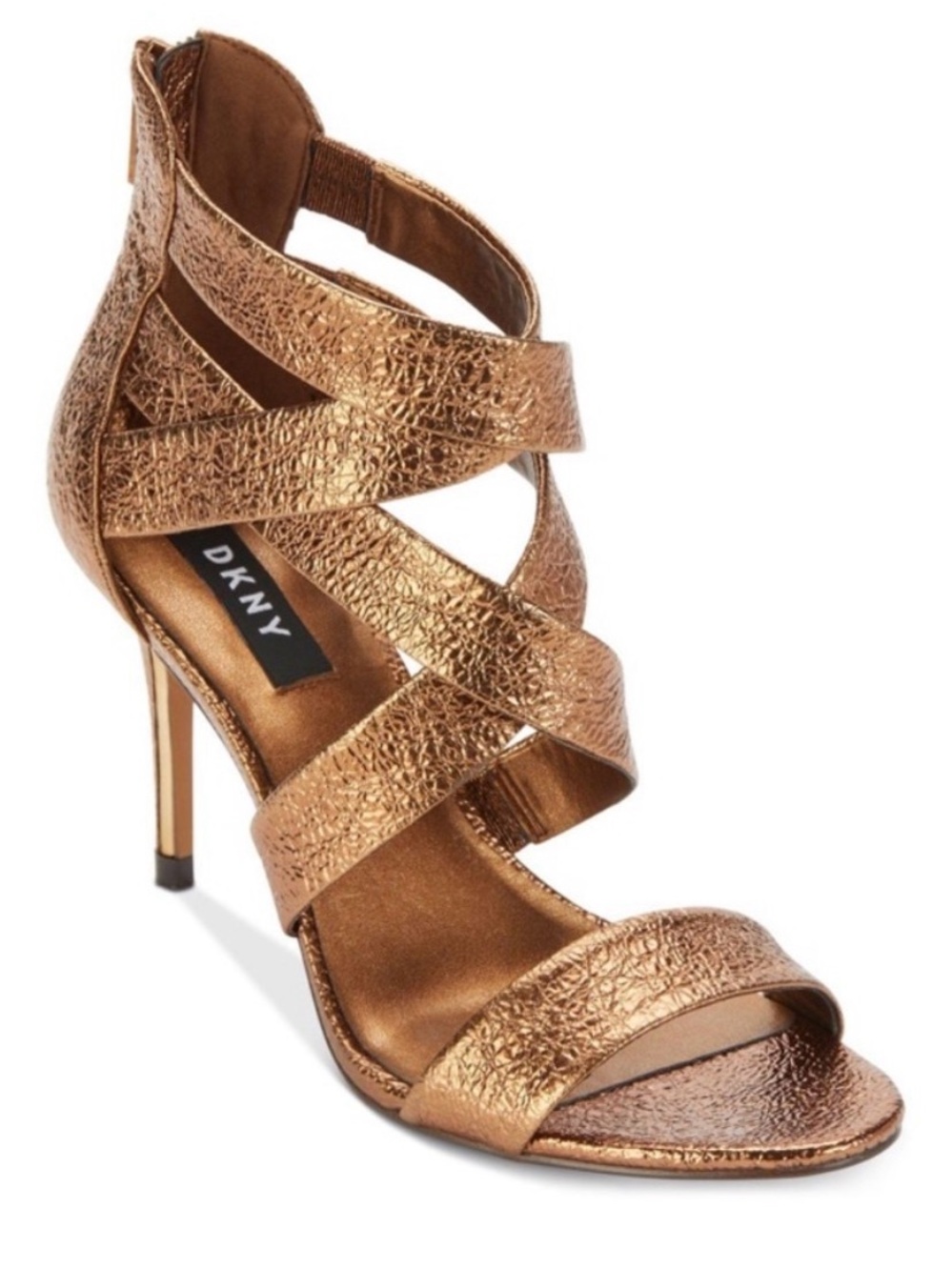DKNY Metallic Bronze Strappy High Heel Sandals
